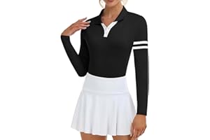 Soneven Womens Golf Shirts Moisture Wicking V Neck Long Sleeve Polo Shirts Collared Tops