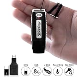 YODYA Digital Voice Recorder-8GB USB Portable Digital Audio Voice Recorder- No Flashing Light When Recording-Use as Dictaphone,One Button Recording, Compatible with Windows and Mac,Android OTG