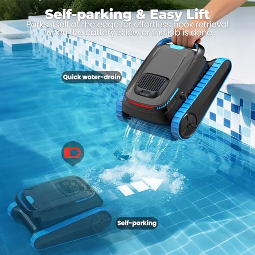 BOTLIFE Robotic Pool Cleaner, 5000 GPH Powerful Suction, Cordless Robotic Pool Vacuum for Inground/Above Ground Pools, Smart Navigation & App Control, 150μm Fine Filter for Wall/Floor/Waterline