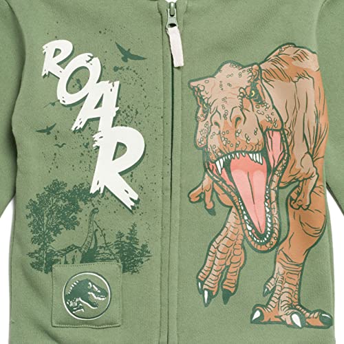 JURASSIC WORLD DINOSAUR T-REX LITTLE BOYS FLEECE ZIP UP HOODIE GREEN 6