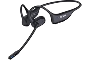 LEVN Open Ear Headphones with Mic, 29g Bluetooth Headset with Microphone, Bluetooth Headphones with Noise Cancelling Mic, Waterproof Non-slip Wireless Headset with Mic for Work, Workout, Driving, Call