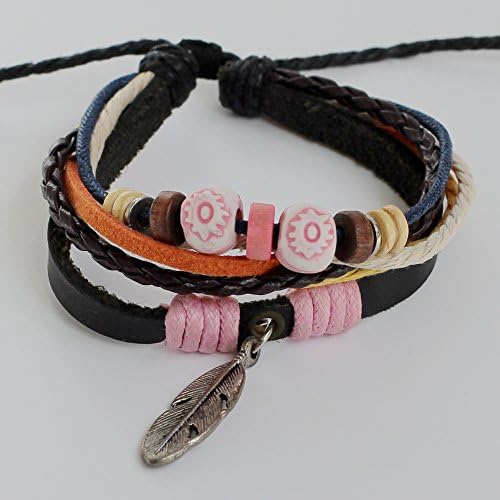 Women's leather bracelet Girls' leather bracelet Feather bracelet Charm bracelet Beads bracelet Ropes bracelet Cords bracelet Braided leather bracelet Woven leather bracelet Fashion bracelet