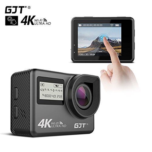 GJT-GC1-4K-Touchscreen-Action-Camera-Portable-PackageWiFi-Dual-Screen-12MP-Ultra-HD-30M-Waterproof-DV-Sports-Camcorder-170-Degree-Wide-Angle-Lens-24Ghz-Remote-Control-with-2x1350mAh-Batteries
