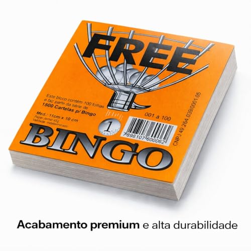 Mega Bloco Bingo Laranja 100 Folhas 1500 Combinações para Jogos | Premium
