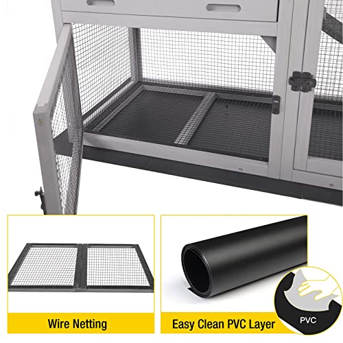 Aivituvin Rabbit Hutch Outdoor Indoor Rabbit Cage with Pull Out Tray