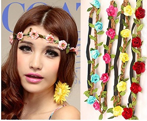 Accessories Pda - 3pcs Lot Fashion Women Bride Flower Headband Bohemian Style Rose Crown Hairband Ladies Elastic Beach - Accessories Headband Artificial Dried Flowers Crown Hawaiia - Thumbnail 6