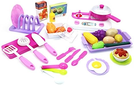 Ver-Baby Pretend and Play Dishware carry case cookware set - Travel Toy Kitchen Collection for 3+ Girls and Boys