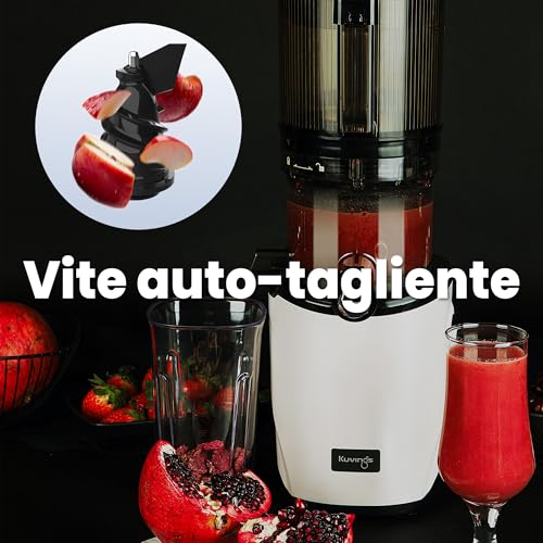 Kuvings Estrattore AUTO8, Spremiagrumi e Centrifuga - Lenta e facile da pulire, capacità 2L, motore da 200W ideale per frutta, verdura e smoothies.(Nero)_KHS-860SE