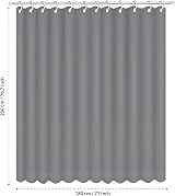 ANSIO Shower Curtain Charcoal Grey 180 x 200 cm Mould Resistant view 4