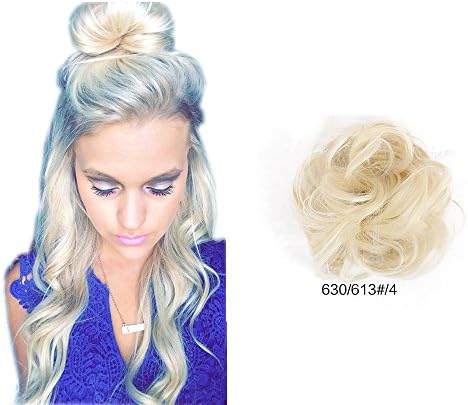ShowPower Hairpiece Hair Rubber Scrunchie Scrunchy Updos VOLUMINOUS Curly Messy Bun Blonde mix BUN-630/613#/4