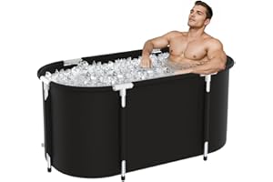 XICIKIN Ice Bath Tub 129 Gallon Cold Plunge Tub Portable Bathtub for Adults for Hot and Cold Baths, Indoor and Outdoor Use (Black)