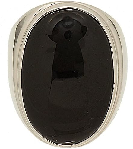 Large Single Stone Genuine Onyx Ring in Polished Setting Size 9
