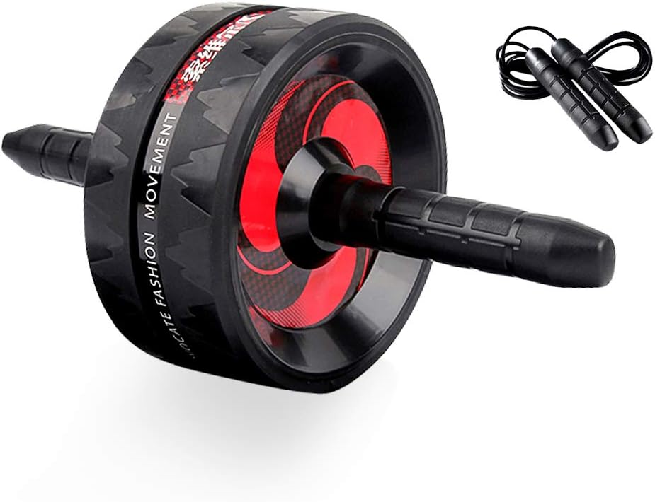 BestFire AB Roller Wheel Kit, 2-in-1 AB Wheel Roller with Knee Pad Push Up Bars Handles Grips Adjustable Skipping Jump Rope Home Gym Workout Exercise Equipment AB Roller for Women Men Fitness Training
