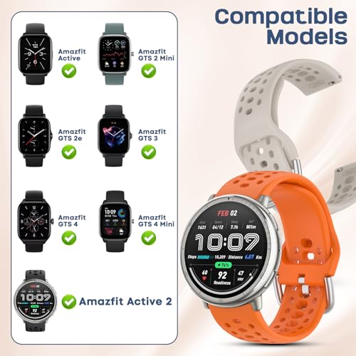 CHULN 6 Pezzis Cinturino per Amazfit Active 2/Active/Active 3 Premium/Garmin Vivoactive 5/Amazfit GTS/GTS 2/2 Mini, 20mm Regolabile Sportiva Cinturino in Silicone Morbido di Ricambio per Smartwatch.