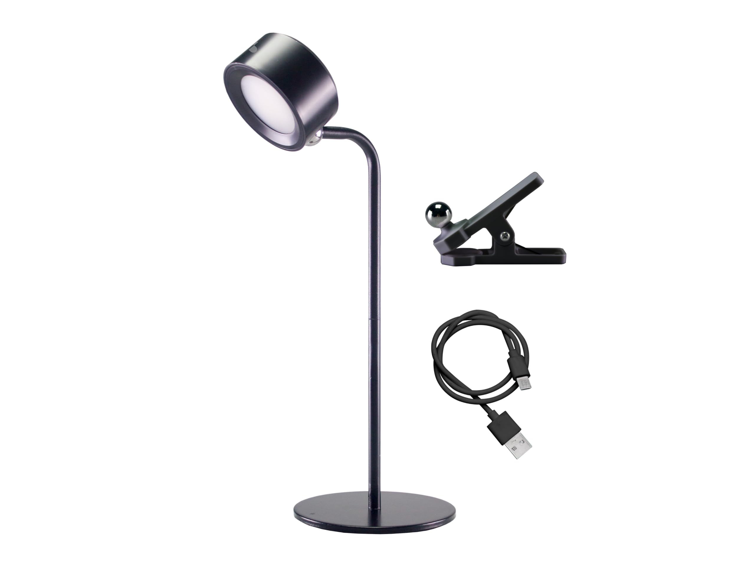 Beper P201UTP301 Wireless Reading Lamp, 3 Applications, Table Lamp, Wall Lamp, Lamp with Clip, 2.3 W, Rechargeable USB Type C Cable, 3 Light Colors, Black