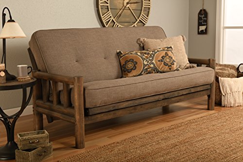 Jerry Sales Up North Futon Lodge Frame and Mattress Full Size Sofa Bed (Vanilla Walnut)