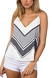 YOINS Women High Neck Random Floral Print Chiffon Cami Top in White 08 M