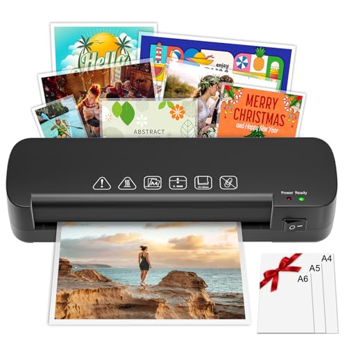 NAHKZNY A4 Laminator Thermal Laminator Speed 260 mm/min Hot Laminator Suitable for A4 A5 A6 Format with 15 Laminating Sheets for Home Office School Catering