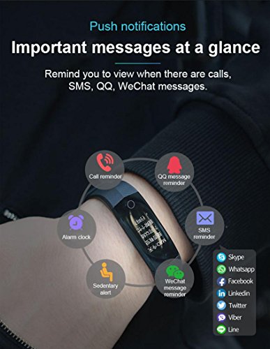 Boofab Fitness Tracker Blood Pressure Heart Rate Monitor Waterproof Activity Tracker Bluetooth Wireless Smart Wristband Bracelet CD02 (Black)