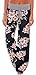 Sexymee Women's Comfy Stretch Floral Print Drawstring Long Wide Leg Lounge Pants