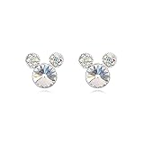 Silver Crystal Diamond Accent Happy Earrings Studs