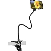 Ltheifaa Cell Phone Holder Gooseneck Mount, Universal Lazy Bracket Flexible Long Arm Clamp Clip Phone Stand for Bed,360 Adjustable DIY Flexible Grip Desktop Mobile Phone Stand for All 4-7” Devices