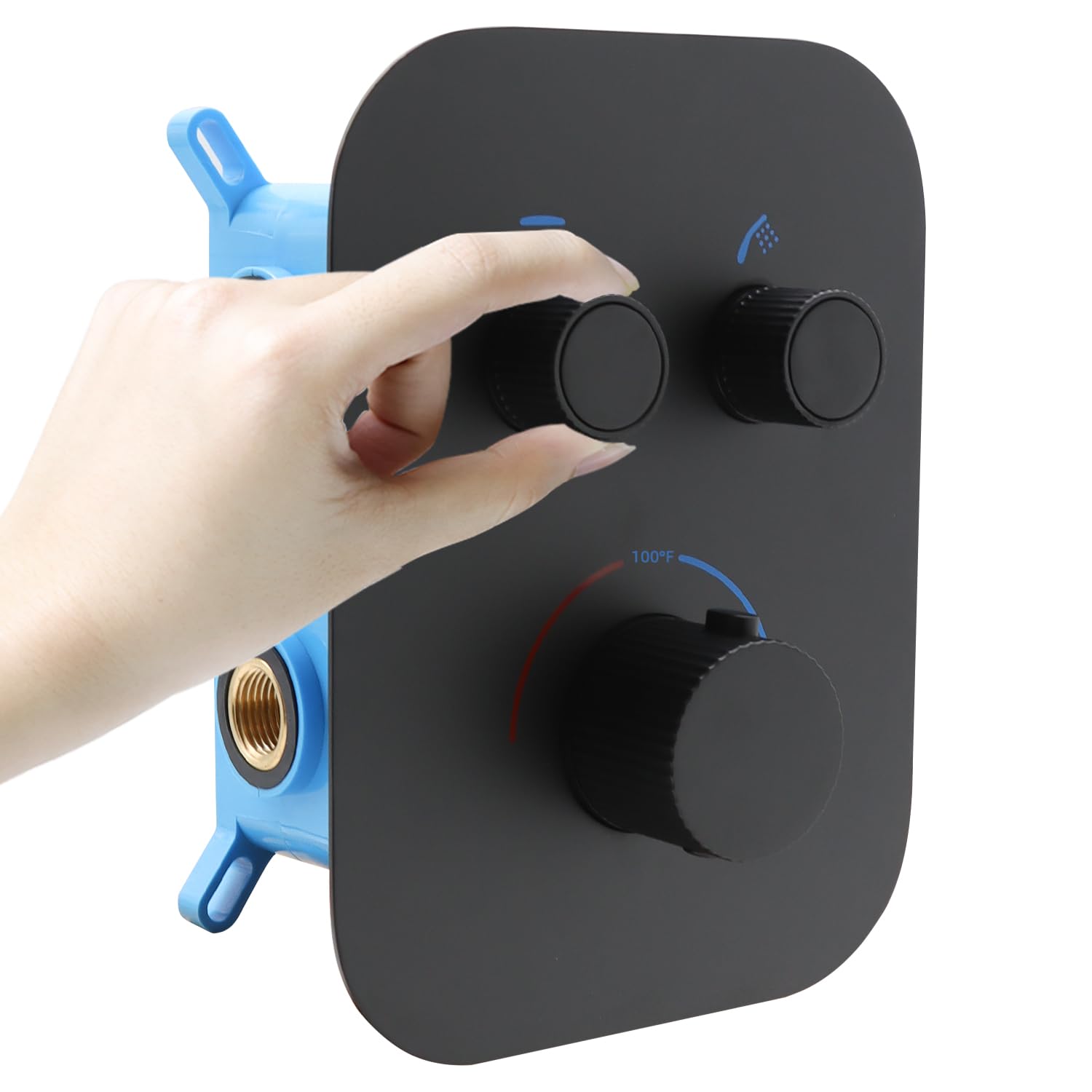 Photo 1 of Matte Black 2-Way Thermostatic Shower Diverter Valve Kit - Solid Brass, Adjustable Flow, Temperature Control Mixer Valve - Perfect for Bathroom Renovation