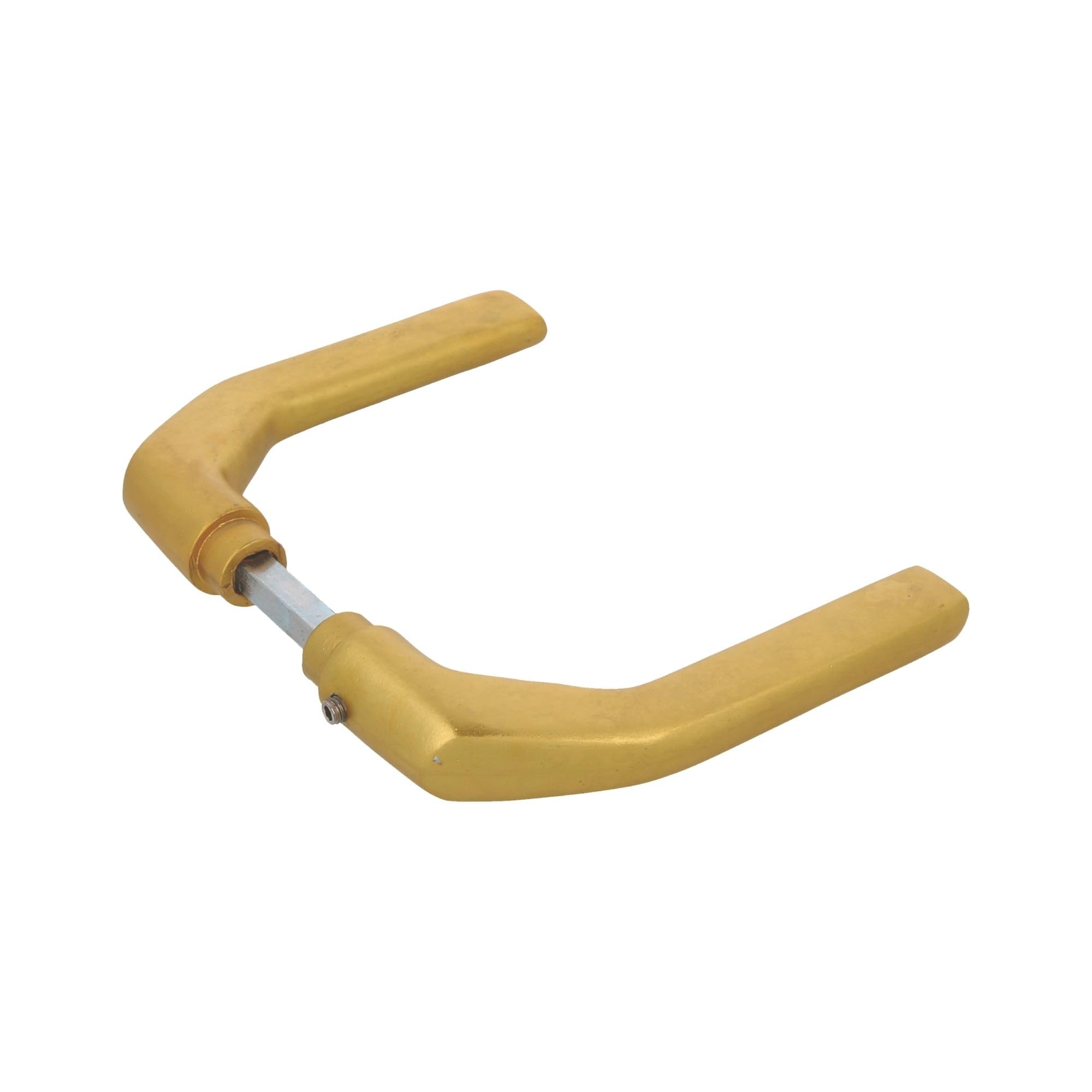 Amig - Set of Door Handles Without Rose in Aluminium, Matte Gold Finish - 130 x 61 mm - Mod. 2113-8 mm Square Spindle - for Doors from 35 to 65 mm