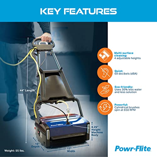 Multiwash 14 inch Commercial Floor Scrubber Machine by PowrFlite, Power Scrubbers for Cleaning