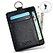 Bird&Fish Slim Front Pocket Wallets with Key Chain, Minimalist Leather Credit Card Holder Wallet, RFID Blocking for Men Women Black …