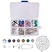 SUNNYCLUE 1 Box DIY 14Set Druzy Jewelry Necklace Earrings Making Kit - 24pcs Flat Back Druzy Resin Cabochons 12mm, 24pcs Blank Dangle Cabochon Setting, Earrings Hooks, 2m Cross Chains, Instruction