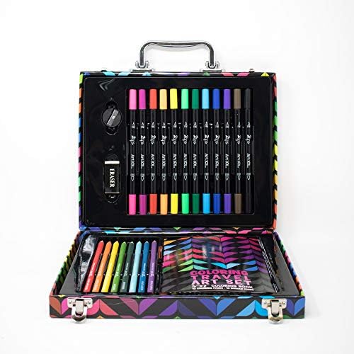 Art 101 Coloring Travel Art Set with 24 Pieces in a Colorful Carrying