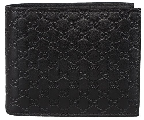 Gucci Men's Leather Micro GG Guccissima Bifold Wallet (Black)