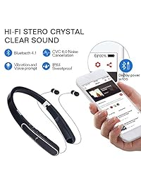 LISN   Auriculares inalámbricos plegables para el cuello con auriculares retráctiles, resistentes al sudor,...
