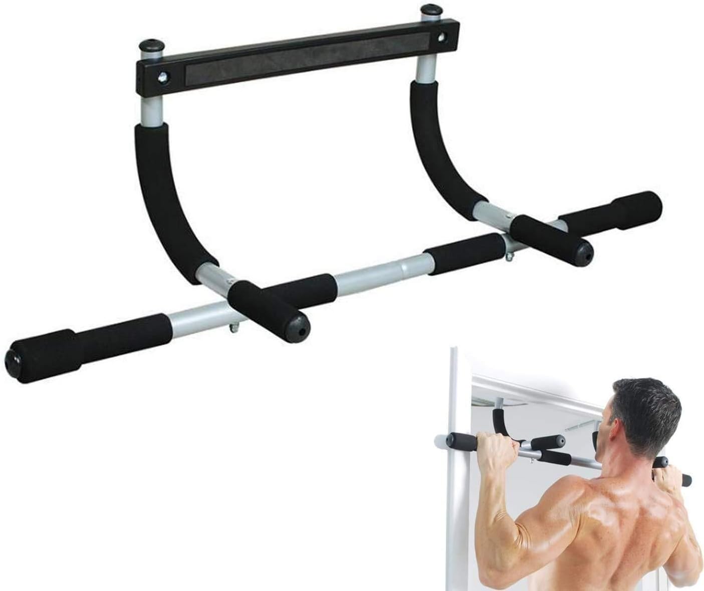 Chin Pull Up Bar Exercise Heavy Duty Doorway Fitness Home Gym Upper Body Workout