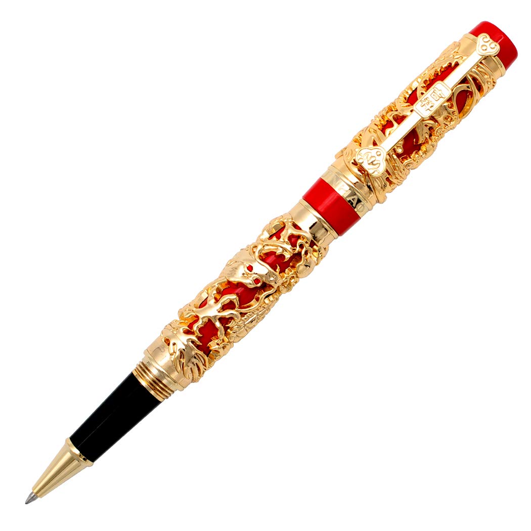 Gullor Advanced Roller Ball Pen Dragon/Loong & Phoenix Golden with Red