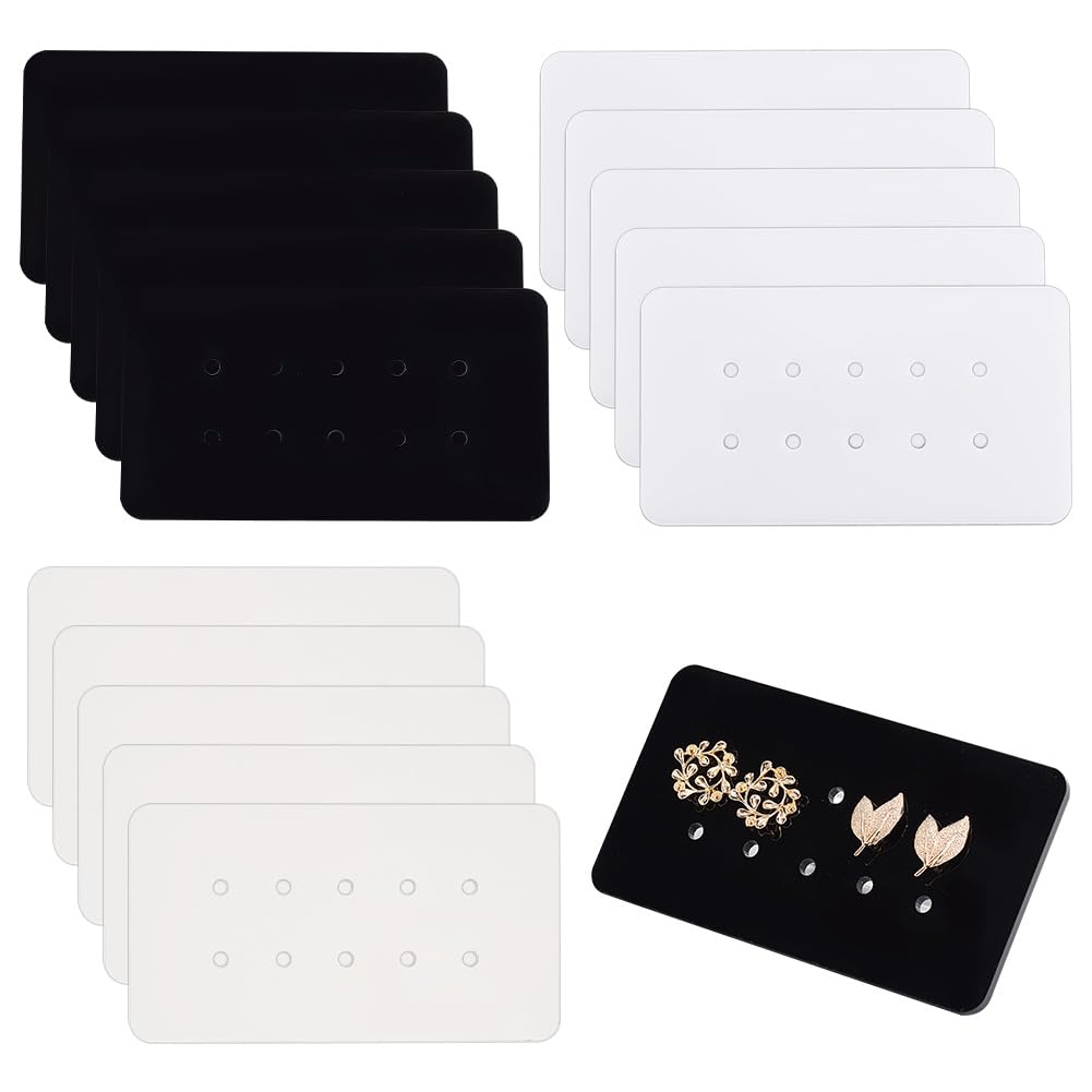 OLYCRAFT 12Pcs 3 Colors Acrylic Earring Display Cards with 10 Holes Earring Storage Organizer Cards 3mm Hole Jewelry Organizer Cards Stand Rectangle Jewelry Organizer Holder for Earring Display