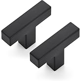 JOY DECOR Black Cabinet Knobs, 2 Pack Single Hole Drawer Handles, 2 Inch | Square Shape, Smooth Grip, Easy Cabinet Upgrade, Pulls For Kitchen Cabinets, Dressers, Drawers, Closets