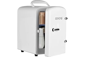 COYCYQI Mini Fridge for Skincare, 4L/6 Can Small Personal Beauty Cooler and Warmer, Portable USB Refrigerator for Bedroom, Makeup, Beverage, Home, Ravel (Pearl White)
