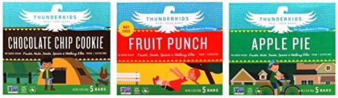 Thunderbird Thunderkids Gluten Free Non-GMO Snack Bars 3 Flavor Variety Bundle, 1 Each: Chocolate Chip, Fruit Punch, Apple Pie (5 Bar Box)
