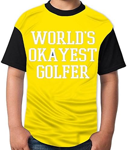 Saygoodbye World's Okayest Golfer Sports Golfing Tshirt Printed Cotton Boys T-Shirts Cool Boy Tee Gold