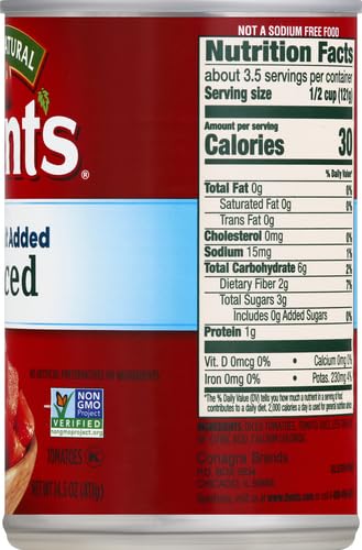 HUNT’S DICED TOMATOES NO SALT ADDED, 14.5 OZ.