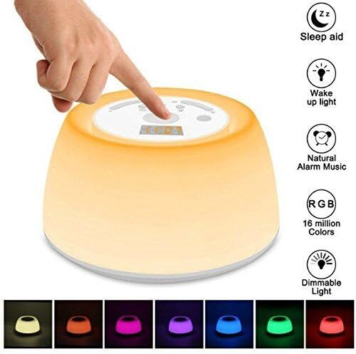 Elecstars Sunrise Alarm Clock, Wake Up Light LED Clock Sunrise &amp; Sunset Simulation Night Light, 3 Levels Brightness, 8 Natural Sounds, 256 Colors, Touch Control with Snooze Function
