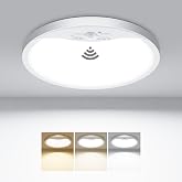 hepside 8.7Inch Motion Sensor Ceiling Light Wired, 3000K/4000K/6500K LED Flush Mount Ceiling Light Fixture,18W Motion Sensor Light Indoor with Timer for Closet Stair Porch Hallway Pantry,White