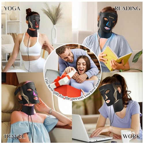 LED Light Therapy Mask Skin Care Mask, LED Red 630±5nm & NIR 830nm Wavelength for Home Use