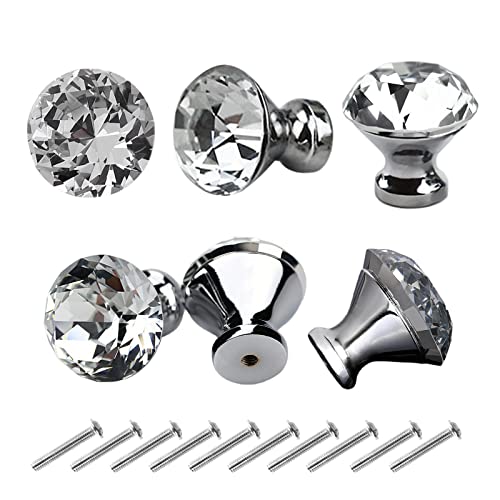 HOSL 10Pcs Knobs 1.2'' Dresser Knob Crystal Glass Drawer Pulls