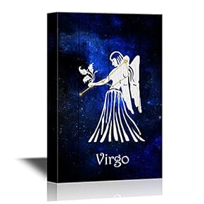 12 Zodiac Signs Constellation Canvas Wall Art - Virgo - Gallery Wrap Modern Home Art | Ready to Hang - 12x18 inches