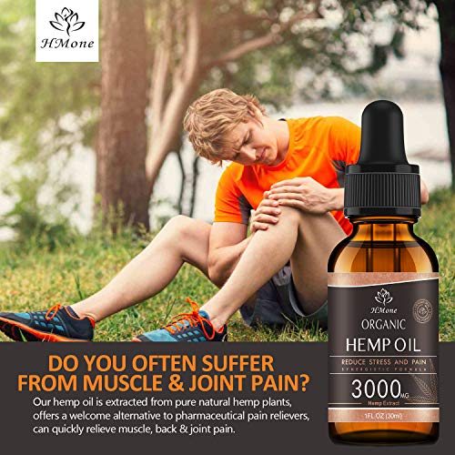 3000mg Pure Hemp Oil Extract - Anxiety & Stress Relief and Sleep Aid - 100% Organic, Vegan, GMO-Free, Natural