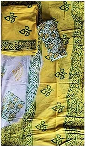 Women's Unstitched Batik Printed Cotton Dress Material for Top; Bottom and Dupatta (Multi Colour; Free Size)