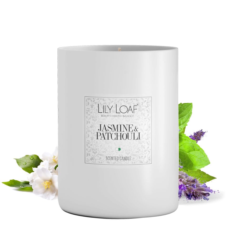 Lily & Loaf Jasmine & Patchouli, Toxin-Free, Soy Wax Candle - 40 Hours Burn Time